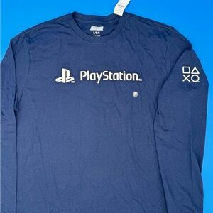 Long sleeve T-shirt Playstation Embroidered Spell Out Dual Sided  Size L NWT‎